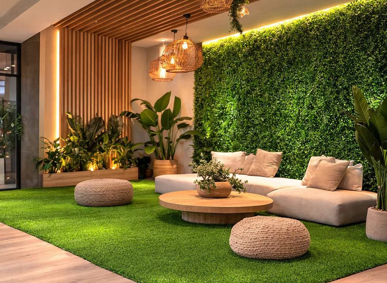 decoracion cesped artificial interiores y salones