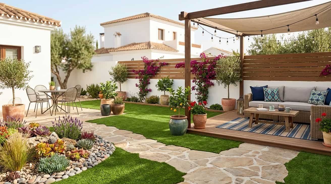 decoracion cesped artificial jardin exterior